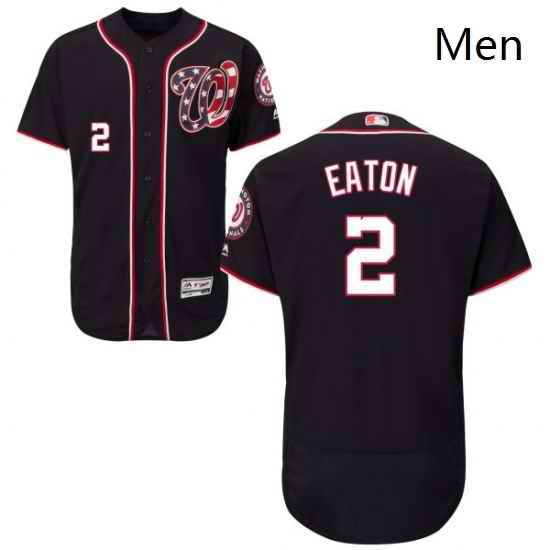 Mens Majestic Washington Nationals 2 Adam Eaton Navy Blue Flexbase Authentic Collection MLB Jersey